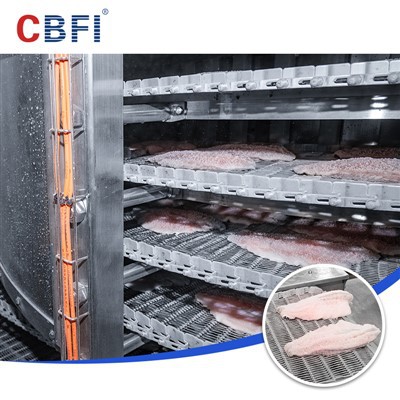 Rhewgell troellog dwbl 500kg/h iqf ar gyfer pysgod